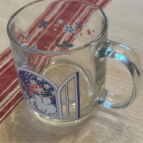Vintage EPOCH Mr. Snowman Glass Glassware Coffee Tea Mug Bright Holiday USA - Picture 7 of 10